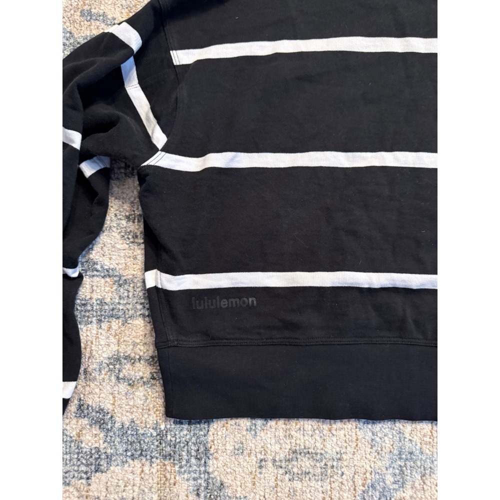 Lululemon Perfectly Oversized Cropped Crew Stripe Black White Size 6 - Picture 5 of 5